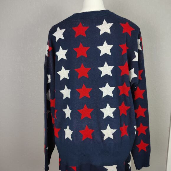 BEACH RIOT Callie Sweater & Balboa Shorts Americana Stars Set Size XL Blue - Picture 13 of 16